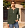 image:imageZeagoo Womens Long Sleeve Waffle Knit Shirts Dressy Casual Loose Button Up V Neck Tops 2026 Fall Basic Tee BlouseArmy Green