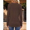 image:imageZeagoo Womens Long Sleeve Waffle Knit Shirts Dressy Casual Loose Button Up V Neck Tops 2026 Fall Basic Tee BlouseBrown