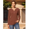image:imageZeagoo Womens Long Sleeve Waffle Knit Shirts Dressy Casual Loose Button Up V Neck Tops 2026 Fall Basic Tee BlouseCaramel