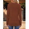 image:imageZeagoo Womens Long Sleeve Waffle Knit Shirts Dressy Casual Loose Button Up V Neck Tops 2026 Fall Basic Tee BlouseCaramel