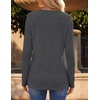 image:imageZeagoo Womens Long Sleeve Waffle Knit Shirts Dressy Casual Loose Button Up V Neck Tops 2026 Fall Basic Tee BlouseDark Grey
