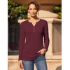 image:imageZeagoo Womens Long Sleeve Waffle Knit Shirts Dressy Casual Loose Button Up V Neck Tops 2026 Fall Basic Tee BlouseDark Red