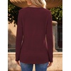 image:imageZeagoo Womens Long Sleeve Waffle Knit Shirts Dressy Casual Loose Button Up V Neck Tops 2026 Fall Basic Tee BlouseDark Red