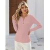 image:imageZeagoo Womens Long Sleeve Waffle Knit Shirts Dressy Casual Loose Button Up V Neck Tops 2026 Fall Basic Tee BlouseDusty Pink
