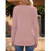 image:imageZeagoo Womens Long Sleeve Waffle Knit Shirts Dressy Casual Loose Button Up V Neck Tops 2026 Fall Basic Tee BlouseDusty Pink