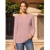 image:imageZeagoo Womens Long Sleeve Waffle Knit Shirts Dressy Casual Loose Button Up V Neck Tops 2026 Fall Basic Tee BlouseDusty Pink