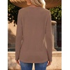image:imageZeagoo Womens Long Sleeve Waffle Knit Shirts Dressy Casual Loose Button Up V Neck Tops 2026 Fall Basic Tee BlouseLight Brown