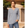 image:imageZeagoo Womens Long Sleeve Waffle Knit Shirts Dressy Casual Loose Button Up V Neck Tops 2026 Fall Basic Tee BlouseLight Grey