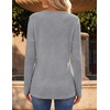 image:imageZeagoo Womens Long Sleeve Waffle Knit Shirts Dressy Casual Loose Button Up V Neck Tops 2026 Fall Basic Tee BlouseLight Grey