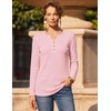 image:imageZeagoo Womens Long Sleeve Waffle Knit Shirts Dressy Casual Loose Button Up V Neck Tops 2026 Fall Basic Tee BlouseLight Pink