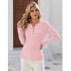 image:imageZeagoo Womens Long Sleeve Waffle Knit Shirts Dressy Casual Loose Button Up V Neck Tops 2026 Fall Basic Tee BlouseLight Pink