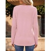 image:imageZeagoo Womens Long Sleeve Waffle Knit Shirts Dressy Casual Loose Button Up V Neck Tops 2026 Fall Basic Tee BlouseLight Pink
