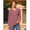 image:imageZeagoo Womens Long Sleeve Waffle Knit Shirts Dressy Casual Loose Button Up V Neck Tops 2026 Fall Basic Tee BlouseMauve