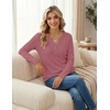 image:imageZeagoo Womens Long Sleeve Waffle Knit Shirts Dressy Casual Loose Button Up V Neck Tops 2026 Fall Basic Tee BlouseMauve