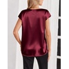image:imageZeagoo Womens Satin Tops Dressy Casual V Neck Tee Silk Shirts Short Sleeve Tshirts Quiet Luxury Clothes Wine Red