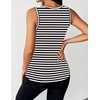 image:imageZeagoo Womens Tank Tops 2026 Scoop Neck Ribbed Sleeveless Top Casual Basic Slim Fitted Knit Cami Tee ShirtsAtw454 Stripe Black White