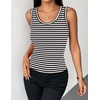 image:imageZeagoo Womens Tank Tops 2026 Scoop Neck Ribbed Sleeveless Top Casual Basic Slim Fitted Knit Cami Tee ShirtsAtw454 Stripe Black White