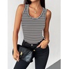 image:imageZeagoo Womens Tank Tops 2026 Scoop Neck Ribbed Sleeveless Top Casual Basic Slim Fitted Knit Cami Tee ShirtsAtw454 Stripe Black White