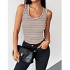 image:imageZeagoo Womens Tank Tops 2026 Scoop Neck Ribbed Sleeveless Top Casual Basic Slim Fitted Knit Cami Tee ShirtsAtw541 Stripe Brown White