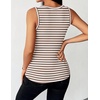 image:imageZeagoo Womens Tank Tops 2026 Scoop Neck Ribbed Sleeveless Top Casual Basic Slim Fitted Knit Cami Tee ShirtsAtw541 Stripe Brown White