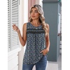 image:imageZeagoo Womens Tank Tops 2026 Summer Pleated Scoop Neck Sleeveless Lace Crochet Boho Tops Dressy Casual Loose Fit BlousesBlue Pink Green Black Flower