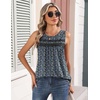 image:imageZeagoo Womens Tank Tops 2026 Summer Pleated Scoop Neck Sleeveless Lace Crochet Boho Tops Dressy Casual Loose Fit BlousesBlue Pink Green Black Flower