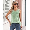 image:imageZeagoo Womens Tank Tops 2026 Summer Pleated Scoop Neck Sleeveless Lace Crochet Boho Tops Dressy Casual Loose Fit BlousesGreen Small Foral