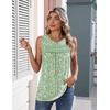 image:imageZeagoo Womens Tank Tops 2026 Summer Pleated Scoop Neck Sleeveless Lace Crochet Boho Tops Dressy Casual Loose Fit BlousesGreen Small Foral