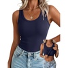 image:imageZeagoo Tank Tops with Built in Bra for Women Sleeveless Crewneck Racerback Ribbed Fitted Tops Basic Summer Clothing 2026Navy Blue