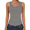 image:imageZeagoo Womens Tank Tops 2026 Scoop Neck Ribbed Sleeveless Top Casual Basic Slim Fitted Knit Cami Tee ShirtsAtw454 Stripe Black White