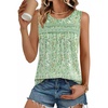image:imageZeagoo Womens Tank Tops 2026 Summer Pleated Scoop Neck Sleeveless Lace Crochet Boho Tops Dressy Casual Loose Fit BlousesGreen Small Foral