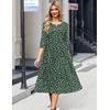 image:imageZeagoo 34 Sleeve Womens Dress Casual Flowy ALine Midi Tshirt Dresses with Pockets Crewneck Vocation Boho Beach SundressXh527