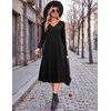 image:imageZeagoo Dresses for Women Long Sleeve Midi Dress Fall Casual A Line Dress 2026 V Neck Flare Dress with PocketsBlack