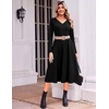 image:imageZeagoo Dresses for Women Long Sleeve Midi Dress Fall Casual A Line Dress 2026 V Neck Flare Dress with PocketsBlack