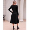 image:imageZeagoo Dresses for Women Long Sleeve Midi Dress Fall Casual A Line Dress 2026 V Neck Flare Dress with PocketsBlack