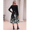 image:imageZeagoo Dresses for Women Long Sleeve Midi Dress Fall Casual A Line Dress 2026 V Neck Flare Dress with PocketsBlack Floral