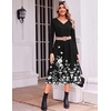 image:imageZeagoo Dresses for Women Long Sleeve Midi Dress Fall Casual A Line Dress 2026 V Neck Flare Dress with PocketsBlack Floral