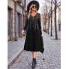 image:imageZeagoo Dresses for Women Long Sleeve Midi Dress Fall Casual A Line Dress 2026 V Neck Flare Dress with PocketsBlack White