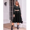 image:imageZeagoo Dresses for Women Long Sleeve Midi Dress Fall Casual A Line Dress 2026 V Neck Flare Dress with PocketsBlack White