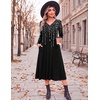 image:imageZeagoo Dresses for Women Long Sleeve Midi Dress Fall Casual A Line Dress 2026 V Neck Flare Dress with PocketsBlack White
