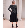 image:imageZeagoo Dresses for Women Long Sleeve Midi Dress Fall Casual A Line Dress 2026 V Neck Flare Dress with PocketsBlack White