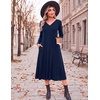 image:imageZeagoo Dresses for Women Long Sleeve Midi Dress Fall Casual A Line Dress 2026 V Neck Flare Dress with PocketsBlue