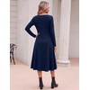 image:imageZeagoo Dresses for Women Long Sleeve Midi Dress Fall Casual A Line Dress 2026 V Neck Flare Dress with PocketsBlue