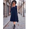 image:imageZeagoo Dresses for Women Long Sleeve Midi Dress Fall Casual A Line Dress 2026 V Neck Flare Dress with PocketsBlue