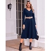 image:imageZeagoo Dresses for Women Long Sleeve Midi Dress Fall Casual A Line Dress 2026 V Neck Flare Dress with PocketsBlue