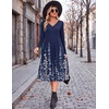 image:imageZeagoo Dresses for Women Long Sleeve Midi Dress Fall Casual A Line Dress 2026 V Neck Flare Dress with PocketsBlue Floral