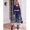 image:imageZeagoo Dresses for Women Long Sleeve Midi Dress Fall Casual A Line Dress 2026 V Neck Flare Dress with PocketsBlue Floral