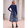 image:imageZeagoo Dresses for Women Long Sleeve Midi Dress Fall Casual A Line Dress 2026 V Neck Flare Dress with PocketsBlue Floral