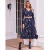 image:imageZeagoo Dresses for Women Long Sleeve Midi Dress Fall Casual A Line Dress 2026 V Neck Flare Dress with PocketsBlue Loral2