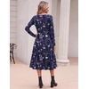 image:imageZeagoo Dresses for Women Long Sleeve Midi Dress Fall Casual A Line Dress 2026 V Neck Flare Dress with PocketsBlue Loral2